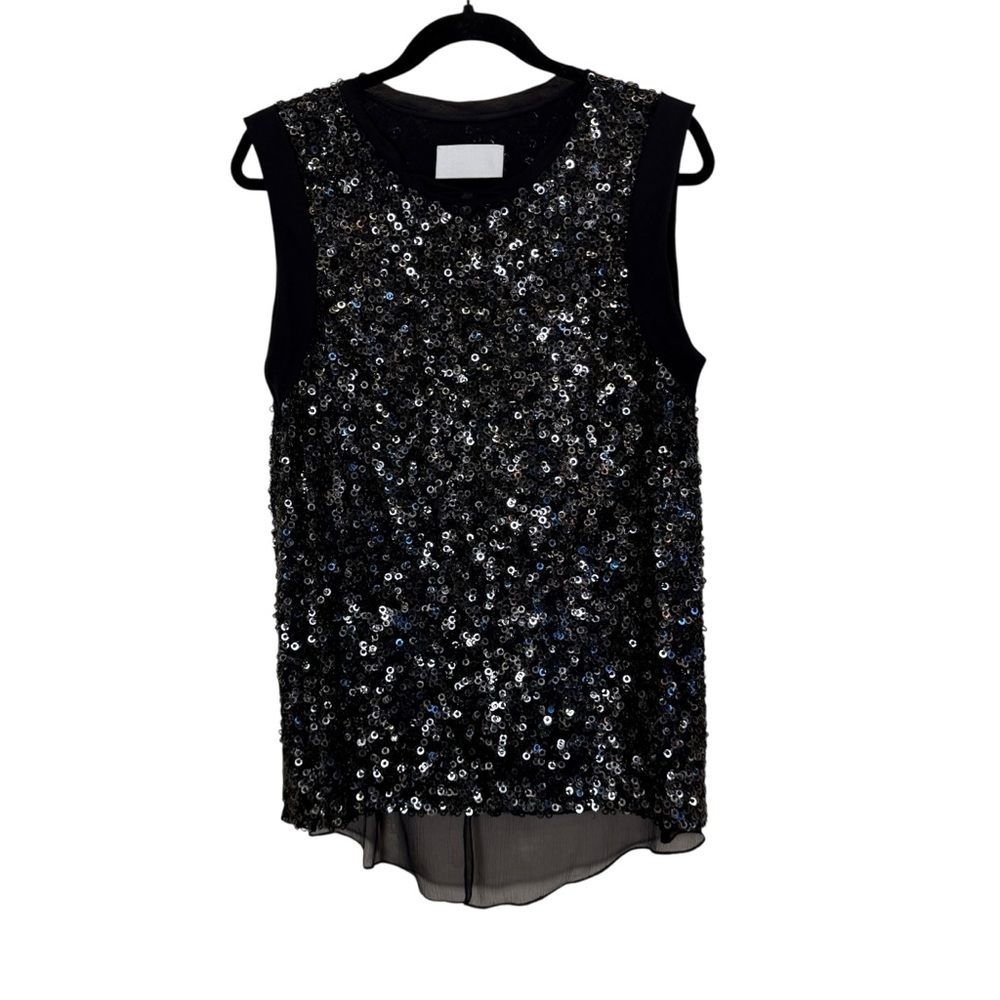 3.1 Phillip Lim Women’s Silk Festive Dressy Holiday Black Sequin Tank Top sz 6